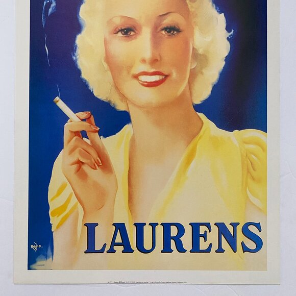 LAURENS Cigarettes - Vintage Poster Ad Lithograph Print French Printing 32x43 cm - Picture 2 of 6
